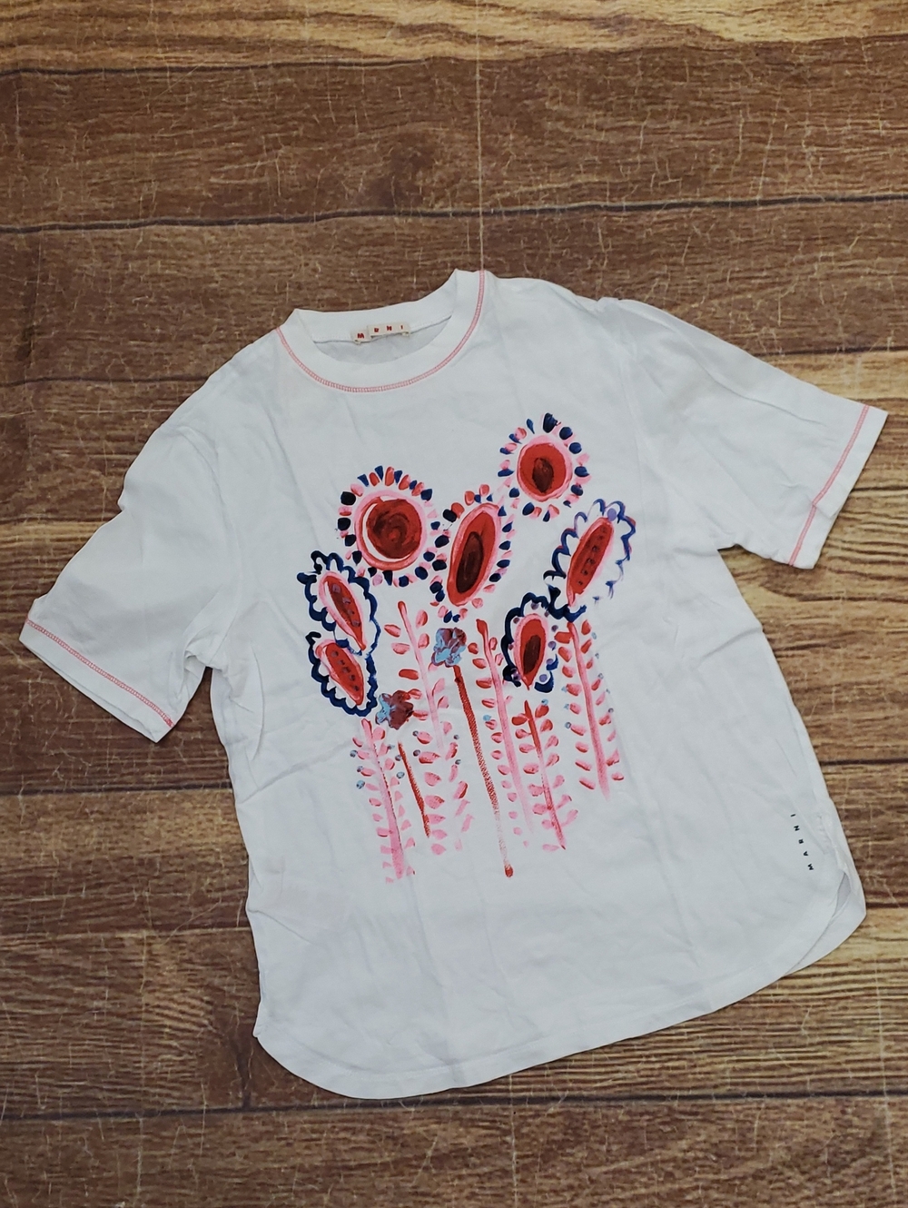 Marni Junior Girls White Cotton Floral Graphic Print T-Shirt sz 12 & 14